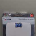Taylor Digital Scales for Body Weight, Extra high 440 LB Capacity, Unique Blue LCD, Bright White Finish Extra LargePlatform, 12.2 x 13.5 Inches, White