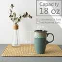 Bosmarlin Ceramic Travel Coffee Mug with Handle and Lid, 18 oz, Portable Coffee Cup for Car Cup Holder, Microwave and Dishwasher Safe, Reactive Glaze (Peacock Blue)