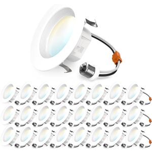 Sunco 24 Pack 4 Inch LED Recessed Lights, Retrofit Can Lighting, 660 LM, 11W (40W Equivalent), Selectable CCT 2700K/3000K/4000K/5000K, Dimmable, Baffle Trim, Replacement Conversion Kit UL (5 CCT in One (2700K, 3000K, 3500K, 4000K, 5000K))
