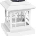 Fence Post Solar Lights, Crackle Glass Solar Post Cap Lights, 20 Lumens, Warm White & RGB Automatic Cycling 2 Modes for 3.6x3.6 4x4 4.5x4.5 5x5 Vinyl Wooden Posts Decoration, White (1 Pack)