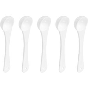 Uxcell 10Pcs Teaspoon Micro Scoops 0.5g Mini Powder Scoops Mini Measuring Spoons for Measuring Cosmetics Powders Coffee, White