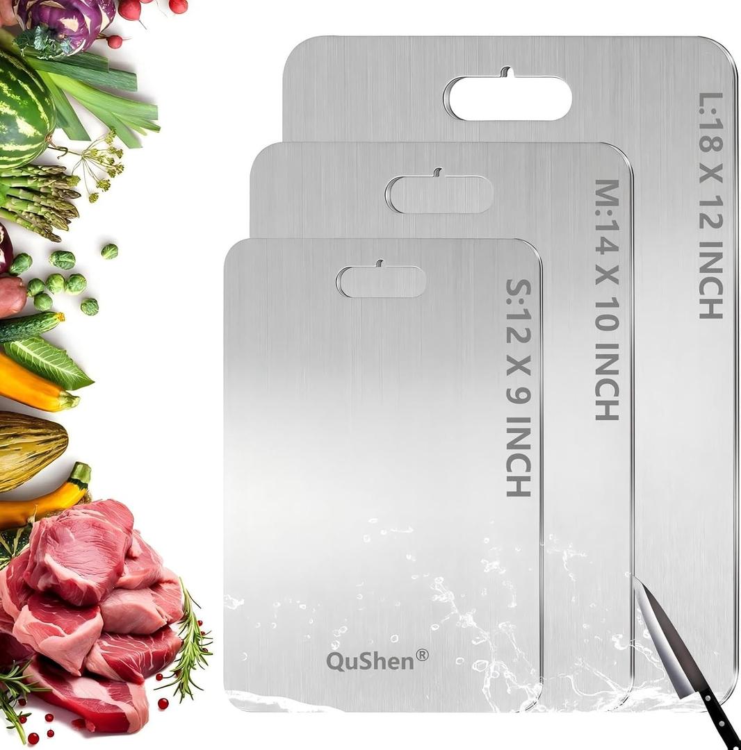 Titanium Cutting Board, 100% Pure Titanium Cutting Boards for Kitchen, Double Sided Food-Grade Chopping Board - Dishwasher Safe Easy to Clean (12"L x 9"W)
