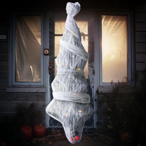 JOYIN 72" Halloween Hanging Cocoon Corpse Animated, Lighted Dead Body Prop for Indoor Decor, Life Size Skeleton Corpse Props for Haunted House, Scary Outdoor Hanging Decorations