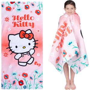 Franco Kids Super Soft Cotton Beach Towel, 58 in x 28 in, Hello Kitty