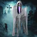 JOYIN 43" Outdoor Halloween Decoration, Scary Girl Hanging Ghost Decor Sound Activated with Light-up Head for Yard, Patio, Haunted House Lawn Garden