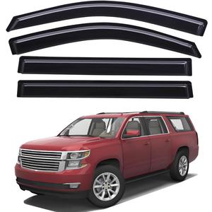 Lightronic Extra Durable Outside-Mount Auto Vent Window Visor, Fits 2015-2020 Cadillac Escalade ESV, Chevrolet Suburban, GMC Yukon XL, UV Protection Rain Guard, Original Wind Deflector, Smoke, 4-Pcs