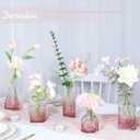 TBWIND Pink Day Glass Bud Vase Set of 5, Small Flower Vases for Centerpieces in Bulk, Mini Vintage Vase for Wedding Decor, Single Flowers, and Home Table Dcor