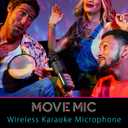 Move Mic by Singing Machine Bluetooth Karaoke Microphone & Speaker with LED Lights, 22 Voice FX & Rechargeable Battery Portable Mic for Dorm Parties, Family Fun, Kids, and Teens