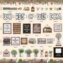 Mooliwe 57 Pcs Farmhouse Bulletin Board Set Greenery Classroom Decor, 11.81 x 9.84 inches