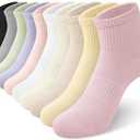 YSense Womens Ankle Socks 10 Pairs, Cotton Crew Gym Athletic Running Quarter Socks Women Men, Multicolor