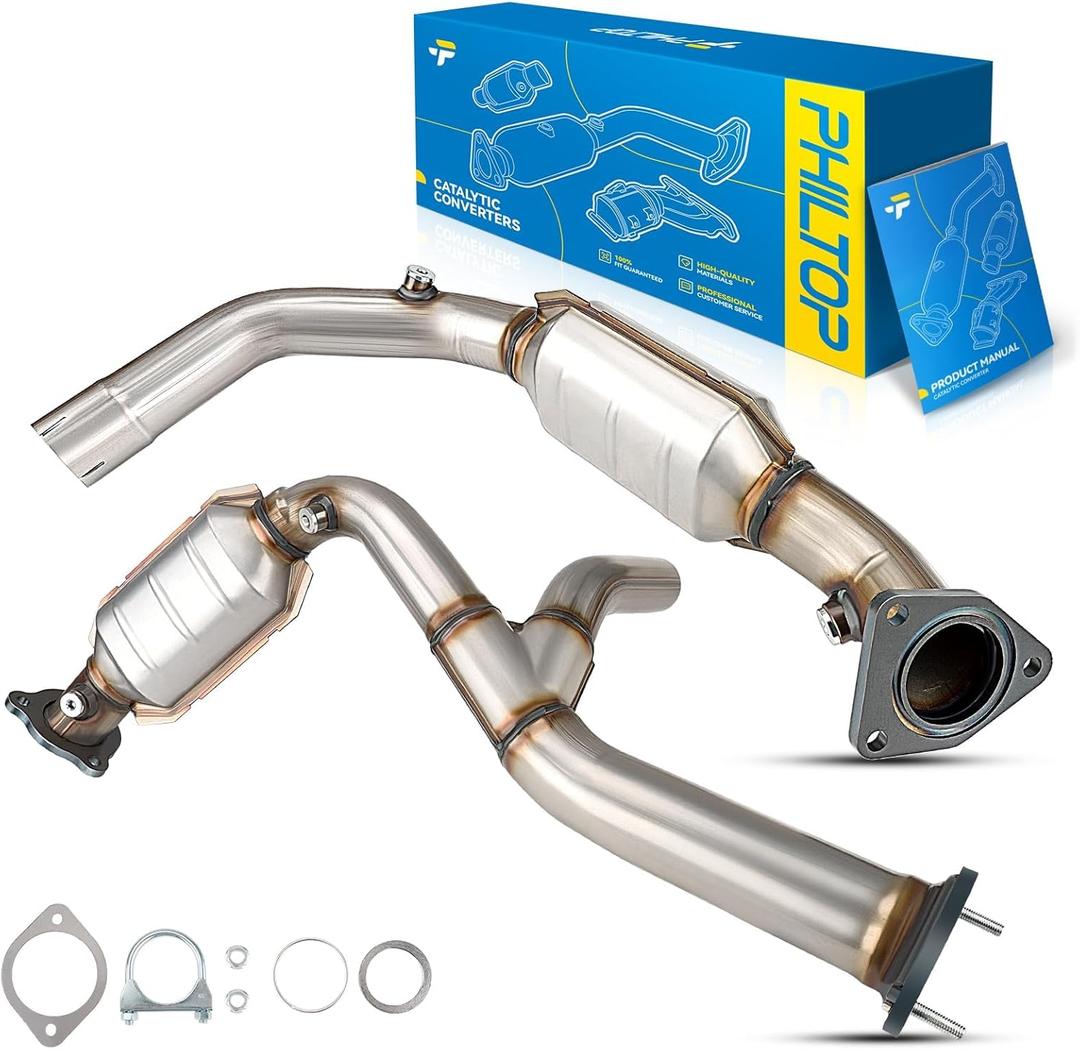 PHILTOP Catalytic Converter for Silverado 1500, Tahoe, Sierra 1500, Suburban 1500, Avalanche, Yukon, Yukon XL 1500, Silverado 1500 Classic, Sierra 1500 Classic, 2 pcs, EPA Complaint #OE Replace 50469