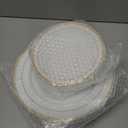 FOCUSLINE Gold Plastic Plates Set of 60, Disposable Plates with Gold Rim 30 Dinner Plates 10" and 30 Salad Dessert Appetizer Plate 7", Elegant Fancy Heavy Duty Wedding Party Plates