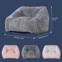 Bean Bag Chair with Memory Foam Filling- Large Stuffable Soft Giant Beanbag Reading Chair, Adults Lounge Gaming Lazy Sofa Bed for Living Room Bedroom- Grey, Stripe Fur