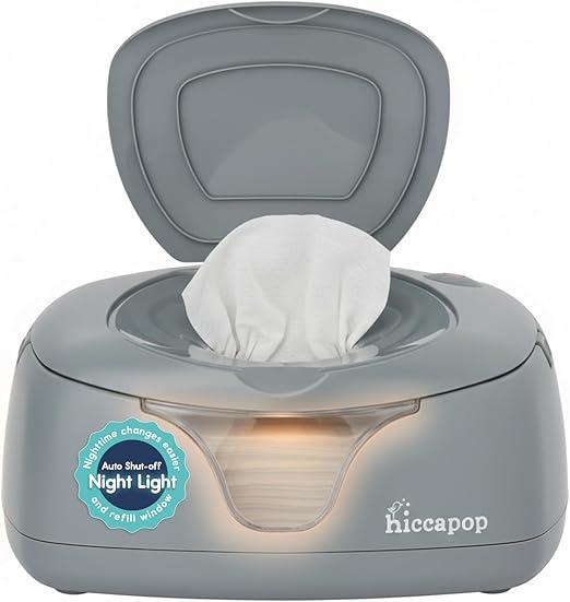 New Baby Wipe Warmer, Large Capacity Wipe Dispenser Compatible with 60-80pcs,10-Min Fast Heating,4 Temperature Modes,Innovative Spring Design,Silicone&Top Seals,Even Heating,3-Level Nightlight