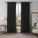 PONY DANCE Blackout Curtains for Bedroom 90 inches Long 2 Panels Set, Thermal Insulated Rod Pocket Black Out Window Drapes, Noise Reducing Window Treatment for Living Room(W52 x L90 inch, Black)