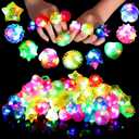 Sauyoza 38 Pack Light Up Rings Christmas Party Favors for Kids 4-8 8-12, Goodie Bags Stuffers Treasure Box Toys for Classroom Prizes, Birthday Glow in The Dark Party Supplies Favors for Kids