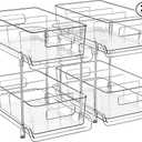 HIHEGD 2-Tier Bathroom Organizer with Dividers, Clear Under Sink and Pull-Out Cabinet Organizer for Kitchen and Pantry Storage