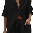 Fixmatti Women 2 Piece Outfit Summer Short Sleeve Top and Shorts Sweatsuit Set Size M