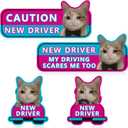 4Pcs Newbie Cat Magnetic Car Stickers New Driver Magnet for Car, Student Driver Magnet for Car, New Driver Sticker Funny Car Magnets, Can Be Used During Day & Night Sticker Supplies for Car Bumper