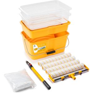 VOOMEY 13PC 18 Inch Paint Roller Kit,18"Paint Bucket and Paint Tray,Large Paint Roller Frame with 3.3 ft Extension Pole,Paint Tray Liner (Pack of 3),Ideal for Painting Large Areas