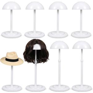 8 Pcs Wig Stand, 9.8"-18.9" Adjustable Height Expandable Wig Head Holder Portable Sturdy Non Slip Hat Display Stand for Wigs Styling Hat, Cosplay Masks and Helmets Display(White)