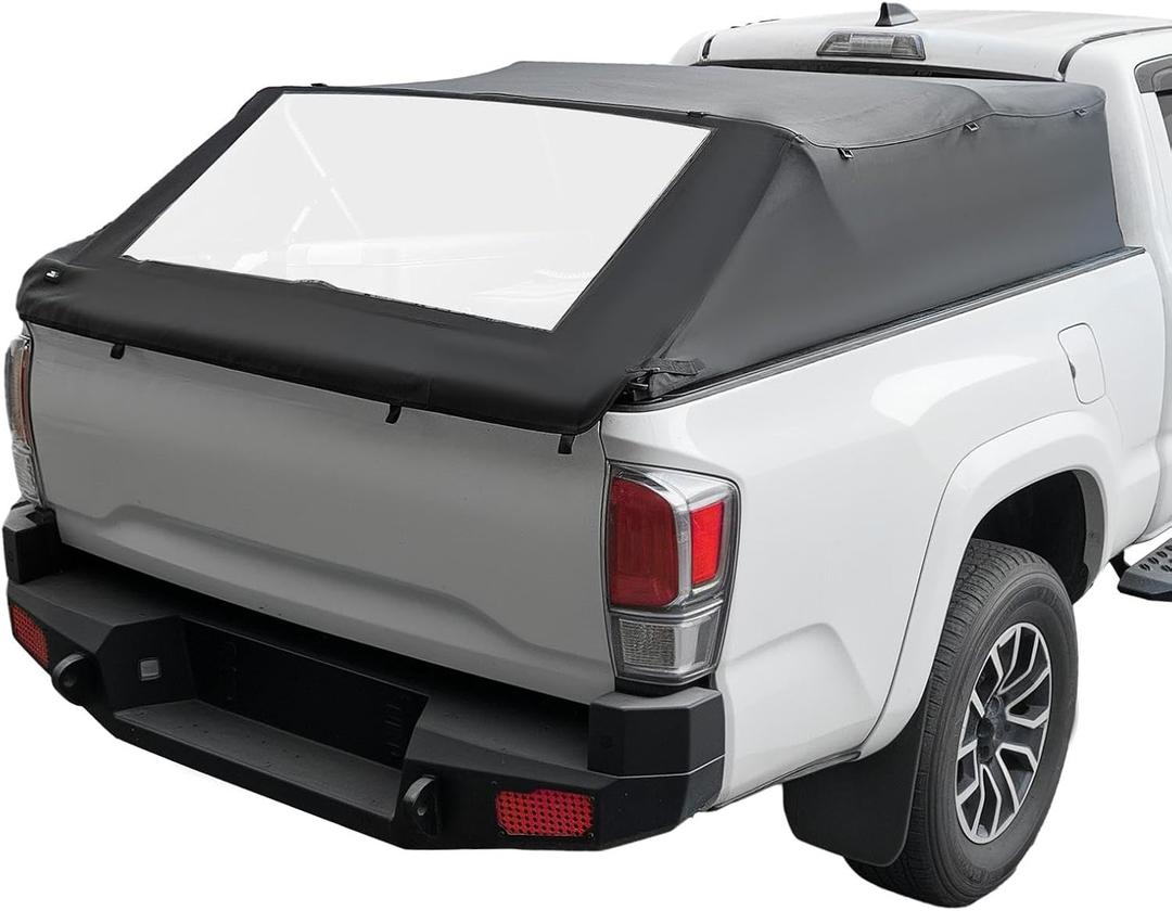 JOYTUTUS Truck Bed Soft Topper Compatible with Tacoma 2005-2023 with 6ft Bed, Foldable Truck Cap Camper Shell for Tacoma 2nd & 3rd Gen