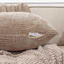 Set of 2 Decorative Khaki Throw Pillow Covers 18x18 No Cusion Inserts, Boho Pillow Cases for Couch Sofa Bed Living Room, Soft Textured Chenille Case with Zipper Gift Home Deco, Khaki