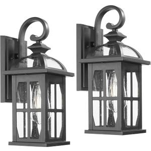 Darkaway Outdoor Wall Lights, Exterior Light Fixture with Seeded Glass, Aluminum Anti-Rust Exterior Lights Sconces Lighting for House Porch Yard Hallway Doorway Garage, Medium-2 Pack