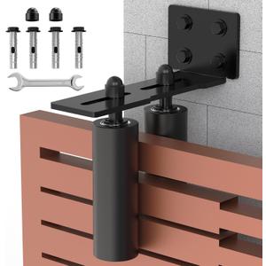 Heavy Duty Slide Gate Roller Guide with L Rear Post Steel Bracket, Sliding Rolling Gate Hardware Kit Support Assembly for Sliding/Rolling/Garage/Wood/Fence Door (Black-1pc, 6in)