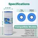 TOREAD PA120 Pool Filter Replacement for Ultra-B2, CX1200RE, C1200, Unicel C-8412, Filbur FC-1293, Waterway Clearwater II, Pro Clean 125, 817-0125N, Aladdin 22002, L x OD:23 1/4"x 8 15/16"