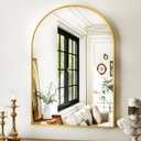 XRAMFY 20"x30" Gold Arched Bathroom Mirror - Wall Mirror for Bathroom, Metal Frame Vanity Mirror, Dresser Mirror, Arch Decorative Mirrors for Living Room, Bedroom, Entryway, Mantle