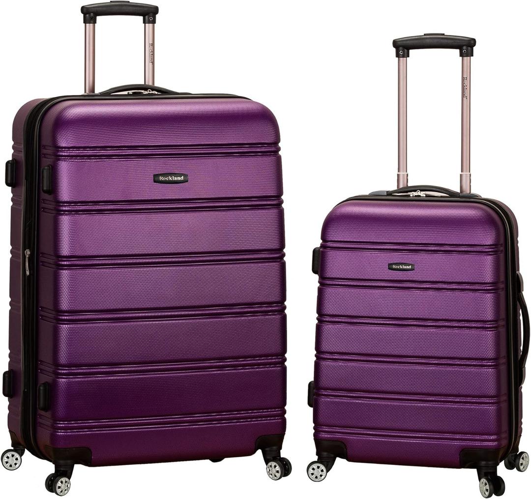 Rockland Melbourne Hardside Expandable Spinner Wheel Luggage, Purple, 2 Piece (20"/28")
