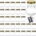 Encheng 8 oz Glass Jars With Lids, Ball Regular Mouth Mason Jars For Storage,Pickles Canning Jars For Caviar,Herb,Jelly,Jams,Honey,Glass Storage Jars For Kitchen Dishware Safe,Set Of 30 (Gold)