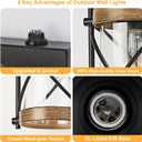 OKELI Dusk to Dawn Outdoor Wall Lights Fixtures, Waterproof Exterior Lighting Fixtures with Photocell Sensor,Vintage Faux Wood Grain Metal Cage Lantern Outside Lights for Porch Patio House Garage