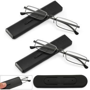 2 pack Reading Glasses for Men for Women, Anti-Blue Light, Ultra Thin & Light, Phone Stand, Unisexr
