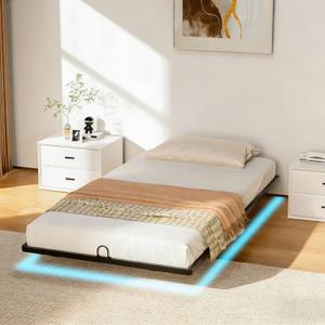 Twin XL Floating Bed Frame with Smart LED Lights Metal Platform Bed Easy Assembly No Box Spring Needed (Twin XL)