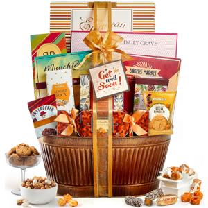 Broadway Basketeers Get Well Basket Gourmet Care Package with Snacks & Treats - Get Well Soon Gift Baskets for Women, Men After Surgery - Feel Better Best Food Gifts to Send, No BB
