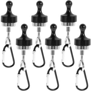 6Pcs Canopy Magnetic Hook Portable Camping Tent Magnetic Hook with Stainless Steel Carabiner Cruise Hanging Sturdy Magnet Clip Hanger Outdoor Tent Magnet Hook for Camping Tent