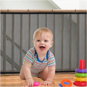 Stair Netting Child Safety Net, Baby Gate for Stairs with No Drilling, Stairway Net, 16.4 ft L x 2.56 ft H, Banister Guard, Balcony Banister Stair Net for Child, Small pet,Toy- Indoor & Outdoor(Black)