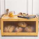 Culinary Couture Bamboo Bread Box for Kitchen Countertop - Large Capacity Storage BreadBox for Homemade Bread with Acrylic Window and Extra Top Storage