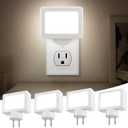 4-Pack LED Night Light Plug in with Adjustable 180 Swivel Head, Dusk to Dawn Auto On/Off, Daylight 5000K 100LM, for Kitchen Counter, Desk, Staircase, Hallway, BathroomNon-Dimmable