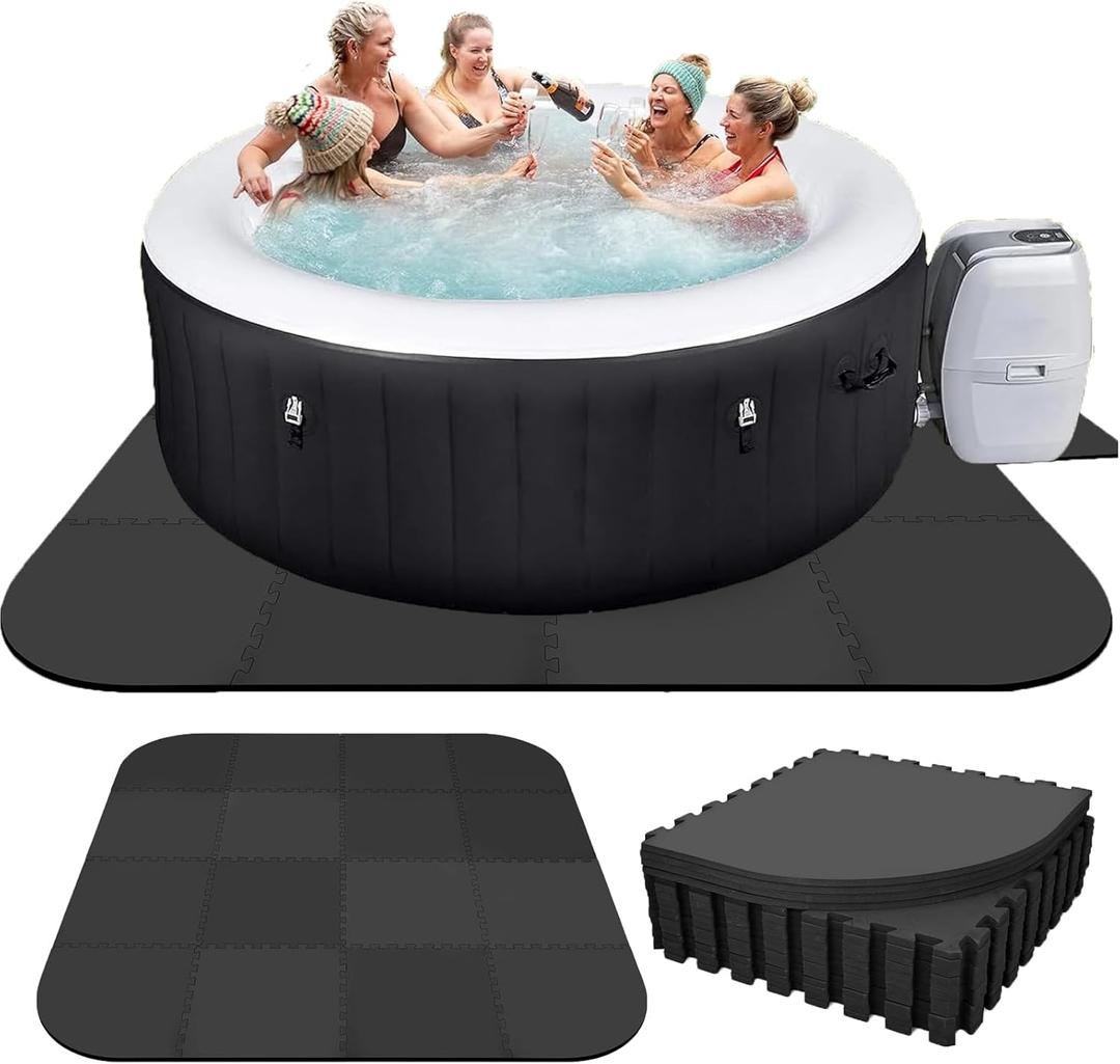 Nisorpa 1/2" Extra Thick Hot Tub Mat for Inflatable Tub 85 in Hot Tub Pad Tub EVA Foam Padding Flooring Protector Non Slip Pool Pad for Indoor Outdoor Inflatable Hot Tub Accessories