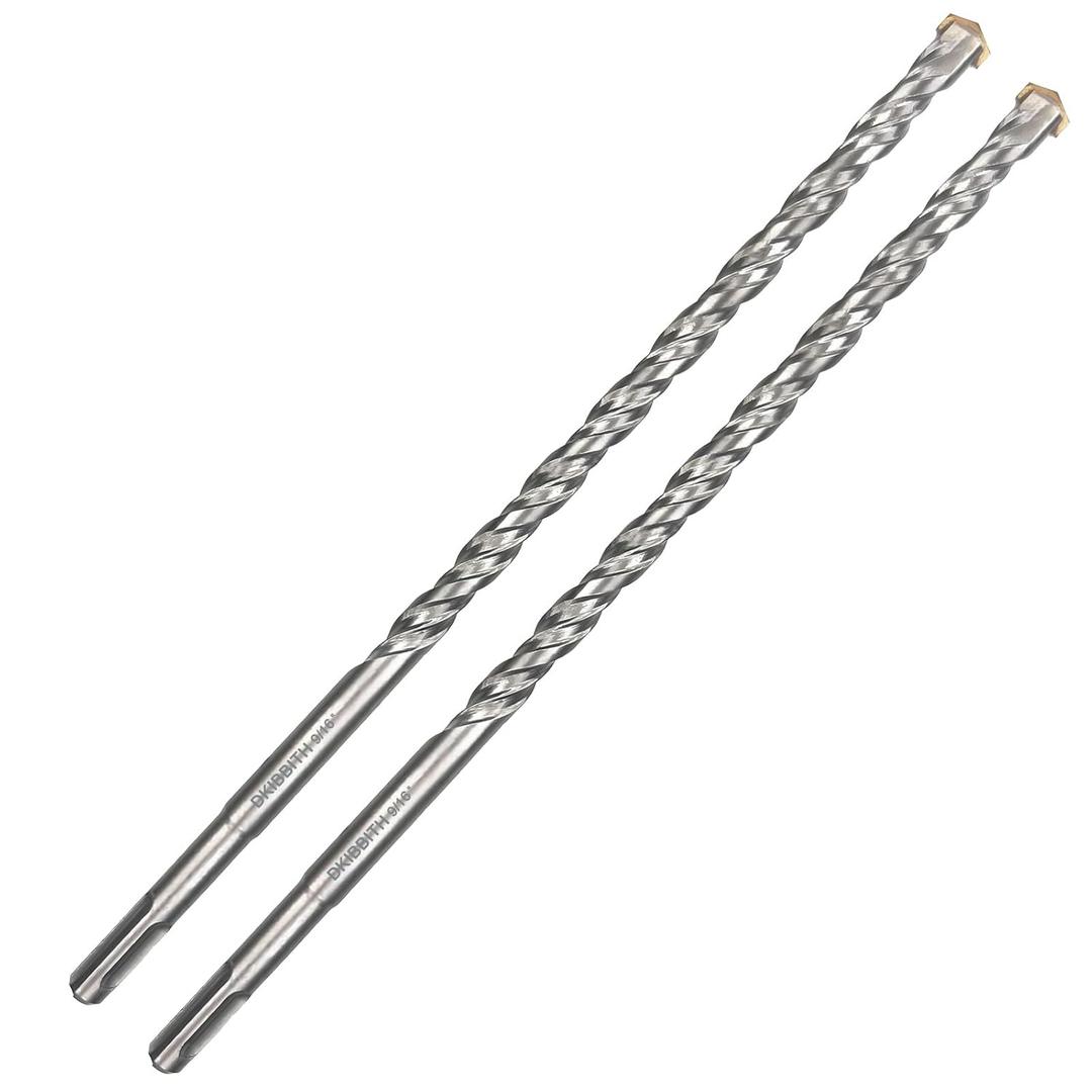 2-Pack SDS Plus Masonry Drill Bits 9/16 Inch x 12 Inch Long Rotary Hammer Drill Bits Carbide Tipped for Concrete Brick Cement Stone Block.