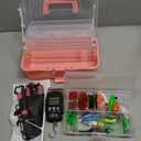3-Layer Pink Fishing Tackle Box with Tackle Included, Fishing Tools Kit Inclu...