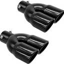 2PCS Dual Exhaust Tip 2.4 inch Inlet, Universal Car Exhaust Tips Curved Muffler Tip Modification Tail Pipe Tail Throat, Adjustable for 1.5 inch-2.5 inch OD Exhaust Pipe(Black)