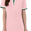Kissonic Polo Dresses for Women Short Sleeve Tennis Golf Dress V Neck Summer Casual Dress with Pocket (X-Large, Pink)
