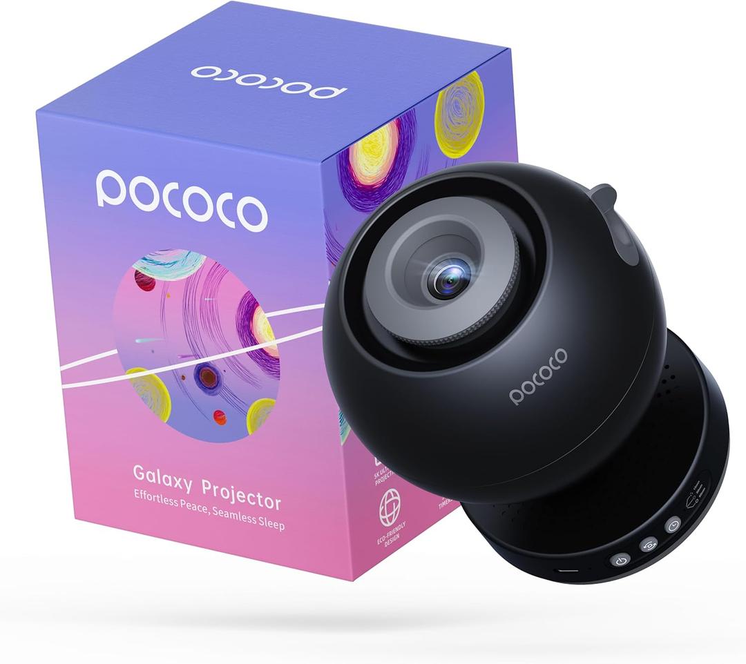 POCOCO Galaxy Star Projector with 2M-Pixel Lens & 5K Discs | Home Planetarium Projector for Relaxation, Study, and Sleep Aid | Includes 2 Films | Ideal Gift (Black)