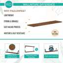 Wallniture Ponza Floating Shelves for Wall, 24" Floating Bookshelf, Wood Wall Shelves for Bedroom Decor, Walnut, Set of 5