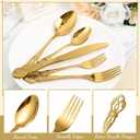 Dandat 250 Pcs Gold Stainless Steel Flatware Set, Retro Vintage Silverware with Forks Spoons Knives Mirror Polished Cutlery Set for Valentine's Day Wedding Kitchen Home Restaurant