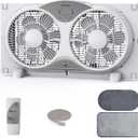 shinic 2026 9 Inch Twin Window Fan Quiet, Reversible Airflow, 3 Speeds, Adjustable Width 23.5"-37", ETL Certified for Bathroom/Kitchen